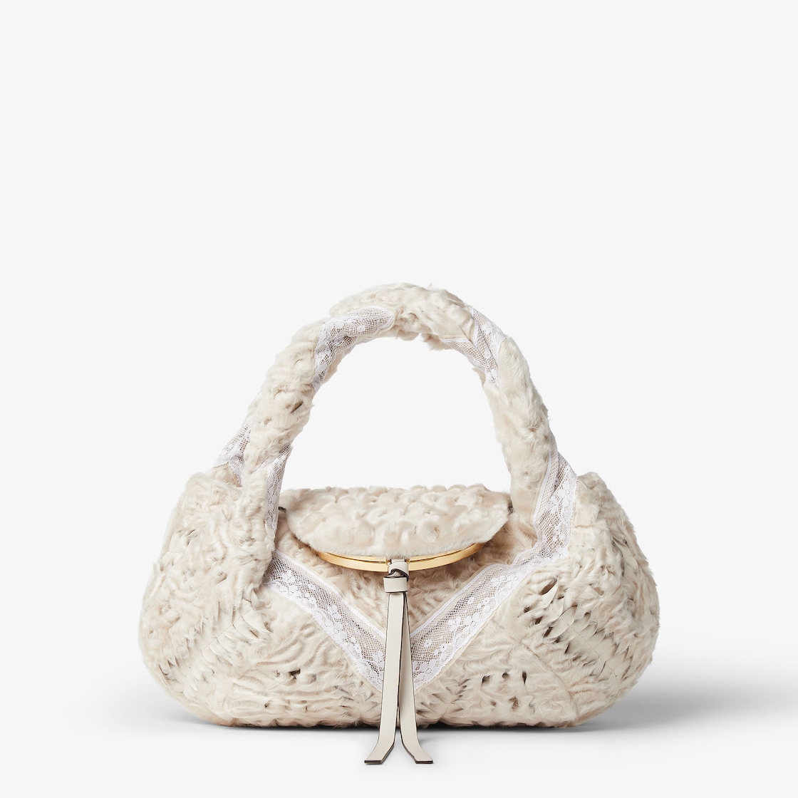 FENDI Spy Small Off-white inlaid Swakara fur and leather bag - Image 1